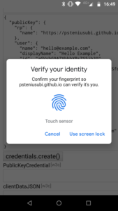 Verify with fingerprint screenshot