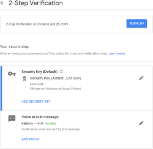 2 step verification screenshot