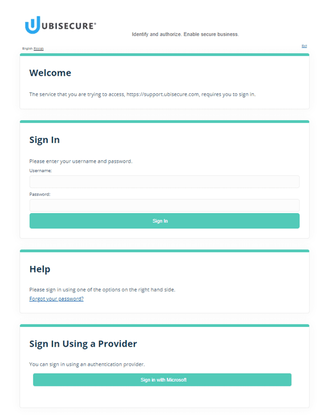 "Sign in with Microsoft" Ubisecure SSO